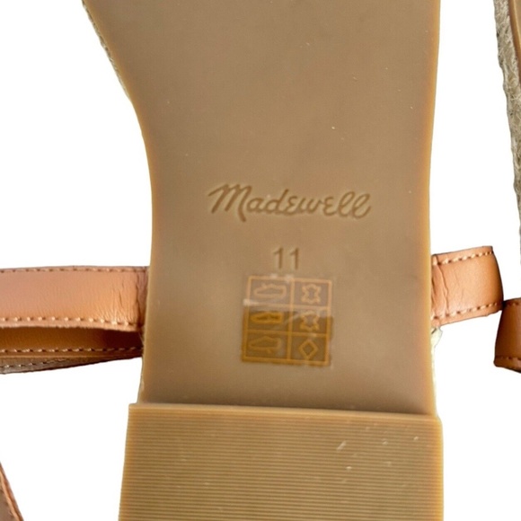 Madewell The Hallie Espadrille Sandals Brown Leather Open Toe Flat Strappy Sz 11 - Picture 12 of 12